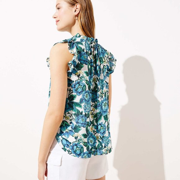SOLD - LOFT Petite Floral Ruffle Shell - Picture 3 of 3